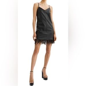 La Marque NWT Black Leather Feather Dress L